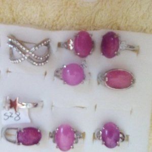 Beautiful Pink Jem Rings, Silver and Gold